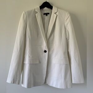 Ann Taylor White Single-Button Tailored Blazer
